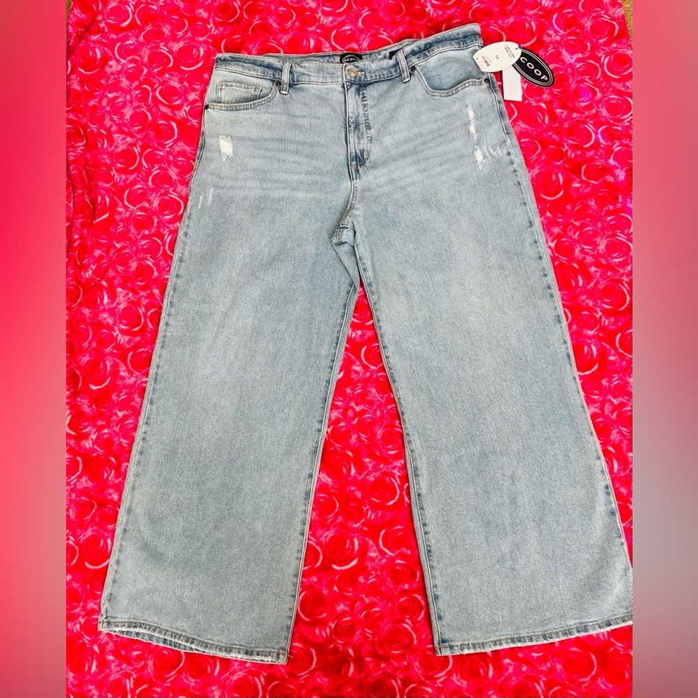 ❤️Scoop Women’s Wide Leg, low slung  Jeans, Sizes 14 NWT - Picture 2 of 11